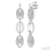 1/10 Ctw Mariner Link Round Cut Diamond Fashion Earrings in Sterling Silver