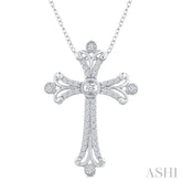 1/3 Ctw Cross Round Cut Diamond Fashion Pendant With Chain in 14K White Gold