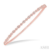 3/8 Ctw Marquise & Round Mount Stackable Diamond Bangle in 14K Rose Gold