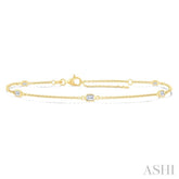 1/2 Ctw Emerald Cut Diamond Station Bracelet in 14K Yellow Gold