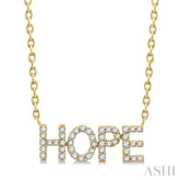 1/6 Ctw 'HOPE' Block Round Cut Diamond Necklace in 10K Yellow Gold
