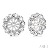 2 Ctw Round Cut Diamond Earring Jacket in 14K White Gold