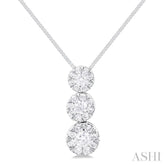 1/4 Ctw Lovebright 3 stone Essential Round Cut Diamond Pendant with Chain in 14K White Gold