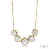 3/4 Ctw Circular Mount Lovebright Round Cut Diamond Necklace in 14K Yellow & White Gold