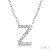 1/20 Ctw Initial 'Z' Round Cut Diamond Pendant With Chain in 10K White Gold