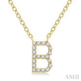 1/20 Ctw Initial 'B' Round Cut Diamond Pendant With Chain in 10K Yellow Gold