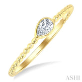 1/6 Ctw Ball Bead East-West Bezel Set Pear CutDiamond Stackable Petite Fashion Ring in 14K Yellow Gold