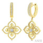 1/6 Ctw Blossom Round Cut Diamond Fashion Drop Earrings in 10K Yellow Gold