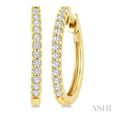 1/3 Ctw Round Cut Diamond Hoop Earrings in 14K Yellow Gold