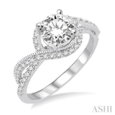 1/3 Ctw Round Cut Diamond Semi-Mount Engagement Ring in 14K White Gold