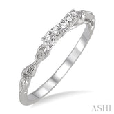 1/10 ctw Round Cut Diamond Wedding Band in 14K White Gold