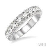 1 1/2 Ctw 11 Stone Round Cut Diamond Wedding Band in 14K White Gold