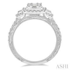 7/8 ctw Octagonal & Rectangular Mount Baguette and Round Cut Diamond Engagement Ring in 14K White Gold 7/8 ctw Octagonal & Rectangular Mount Baguette and Round Cut Diamond Engagement Ring in 14K White Gold
