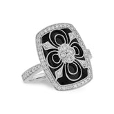 14KT Gold Ladies Onyx & Diamond Fashion Ring
