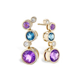 14KT Gold Amethyst & Blue Topaz Earrings
