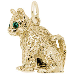 10 KT SITTING CAT WITH GREEN STONE EYES 10 KT SITTING CAT WITH GREEN STONE EYES