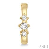 1/6 Ctw Three Stone Round Cut Diamond Huggie Petite Earrings in 10K Yellow Gold