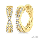 1/5 Ctw Petite Slim Criss Cross Round Cut Diamond Fashion Huggies in 10K Yellow Gold