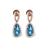 14KT Gold Blue Topaz Earrings