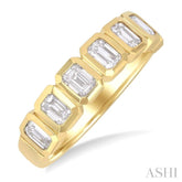 2 Ctw 7-Stone Bezel Set Emerald Cut Diamond Fashion Band in 14K Yellow Gold