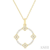 1/4 Ctw Clover Leaf Circle Round Cut Diamond Pendant With Chain in 10K Yellow Gold