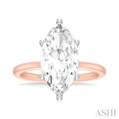1/10 ctw Marquise Shape Round Cut Diamond Semi Mount Engagement Ring in 14K Rose and White Gold