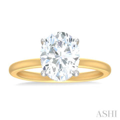 1/10 ctw Oval Shape Round Cut Diamond Semi Mount Engagement Ring in 14K Yellow and White Gold