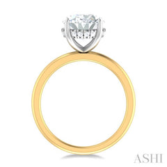 1/8 ctw Oval Shape Round Cut Diamond Semi Mount Engagement Ring in 14K Yellow and White Gold