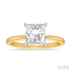 1/10 ctw Emerald Shape Round Cut Diamond Semi Mount Engagement Ring in 14K Yellow and White Gold