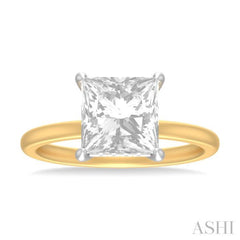 1/10 ctw Emerald Shape Round Cut Diamond Semi Mount Engagement Ring in 14K Yellow and White Gold
