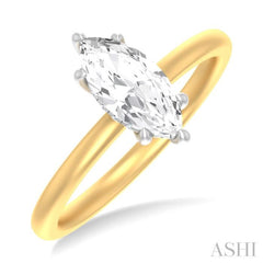 1/20 ctw Marquise Shape Round Cut Diamond Semi Mount Engagement Ring in 14K Yellow and White Gold