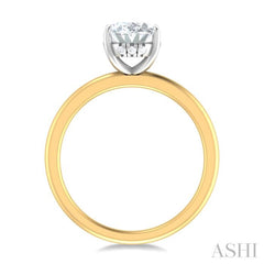 1/20 ctw Oval Shape Round Cut Diamond Semi Mount Engagement Ring in 14K Yellow and White Gold