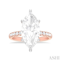 1/3 ctw Marquise Shape Round Cut Diamond Semi Mount Engagement Ring in 14K Rose and White Gold