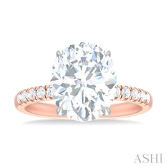 1/3 ctw Oval Shape Round Cut Diamond Semi Mount Engagement Ring in 14K Rose and White Gold