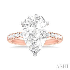 1/3 ctw Pear Shape Round Cut Diamond Semi Mount Engagement Ring in 14K Rose and White Gold