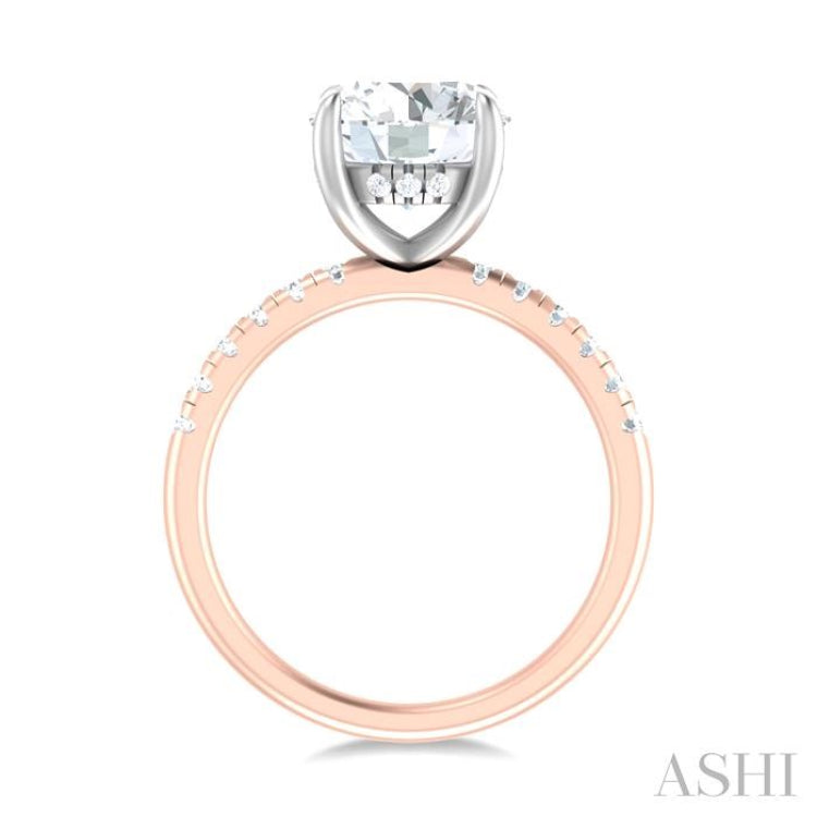 1/3 ctw Circular Shape Round Cut Diamond Semi Mount Engagement Ring in 14K Rose and White Gold
