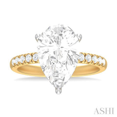 1/3 ctw Pear Shape Round Cut Diamond Semi Mount Engagement Ring in 14K Yellow and White Gold