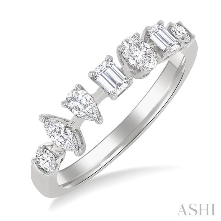 5/8 ctw Mixed Cut Diamond Fashion Band in 14K White Gold