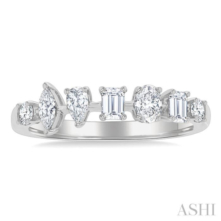 5/8 ctw Mixed Cut Diamond Fashion Band in 14K White Gold