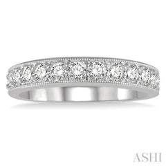 3/4 ctw Round Cut Diamond Wedding Band in 14K White Gold