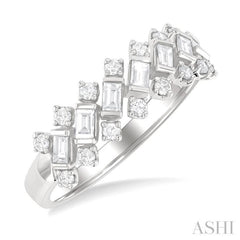 1/2 ctw Scatter Baguette and Round Cut Diamond Fashion Band in 14K White Gold