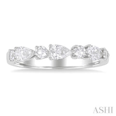 5/8 ctw Pear and Round Cut Diamond Fashion Band in 14K White Gold