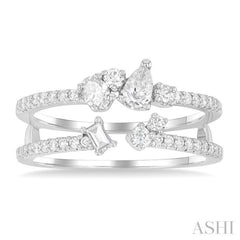 5/8 ctw Mixed Diamond Cut Fashion Open Ring in 14K White Gold