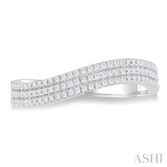 1/3 ctw Curvy Triple Row Round Cut Diamond Fashion Band in 10K White Gold