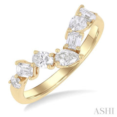 3/4 ctw Mixed Cut Diamond Chevron Fashion Band in 14K Yellow Gold