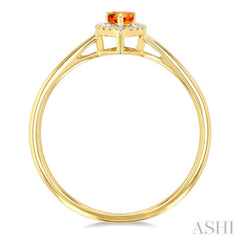 5x3 MM Pear Shape Citrine and 1/20 ctw Single Cut Diamond Halo Semi Precious Ring in 10K Yellow Gold