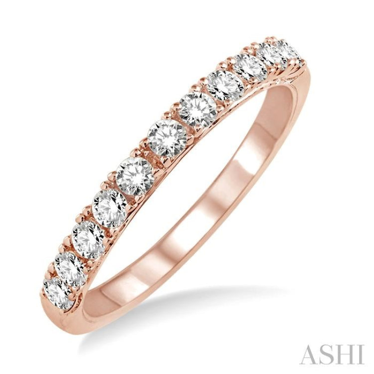 1/2 ctw Round Cut Diamond Wedding Band in 14K Rose Gold