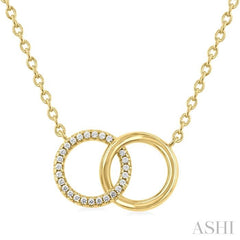1/10 Ctw Interlocked Circle Single Cut Diamond Fashion Petite Pendant With Chain in 10K Yellow Gold
