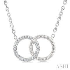 1/10 Ctw Single Cut Diamond Interlocked Circle Fashion Petite Pendant With Chain in 10K White Gold