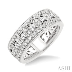 1 1/10 Ctw Channel Round Cut Diamond Wedding Band in 14K White Gold